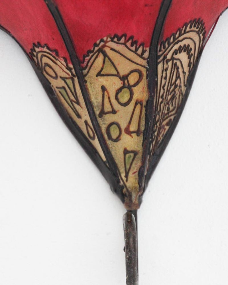 Pair of Parchment Moroccan African Art Wall Curved Sconce