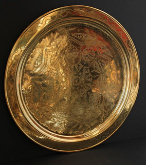 Monumental Moroccan Brass Tray Platter