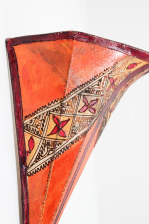 Moroccan Parchment Handpainted Folk Art Wall Sconce