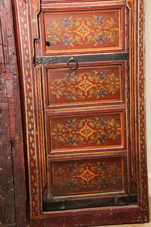 19th Century Moroccan Antique Double Door with Hand Painted Moorish Designs