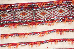 1960s Moroccan Tribal Wedding Rug with Sequins North Africa, Handira
