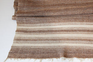 1960s Moroccan Vintage Flat-Weave Brown Tribal Organic Textile