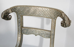 Anglo-Indian Silvered Wrapped Clad Side Chairs a Pair