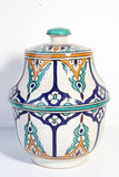 Moorish Ceramic Glazed Covered Jars Handcrafted in Fez Morocco