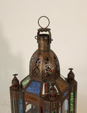 Moroccan Moorish Tole and Glass Candle Lantern