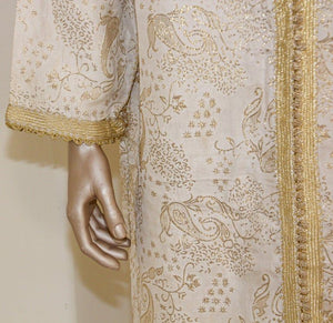 Moroccan Vintage Kaftan Gentleman Silver and Gold Caftan, circa 1970