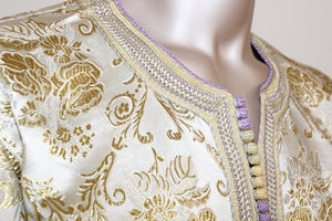 Moroccan Vintage Kaftan Gentleman Damask Gold Caftan, circa 1970