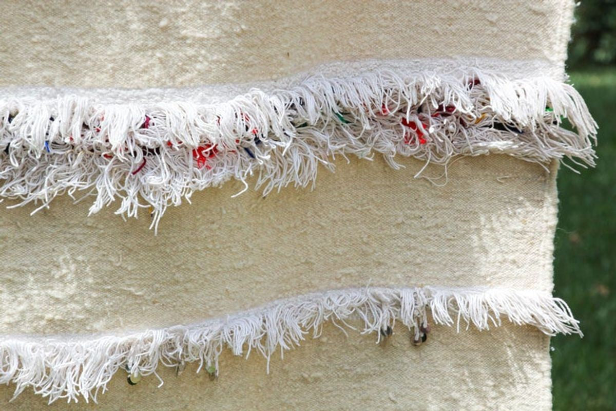 1960s Vintage Authentic Moroccan Wedding Blanket Throw with Sequins