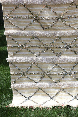 Vintage Moroccan Handcrafted Wedding Blanket Throw with Sequins