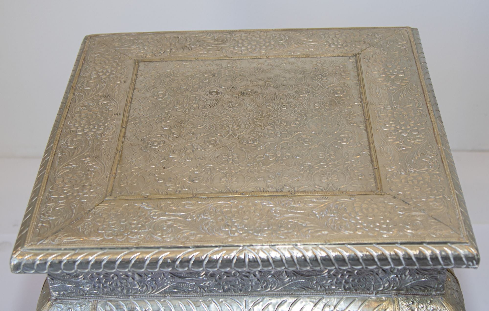Vintage Anglo-Indian Silver Clad Side Low Table