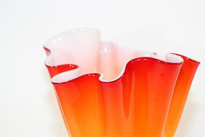 Murano Orange Footed Vase Freeform Handkerchief Art Glass