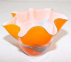 Murano Art Glass Venetian Fulvio Bianconi Vase Orange Freeform Handkerchief