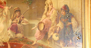 Orientalist Gravure Scene of Turkish Women Dancing in the Harem, Luigi Crosio