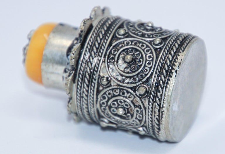 Handcrafted Silvered Metal Kohl Box, Berber Design, Algeria, 1950s
