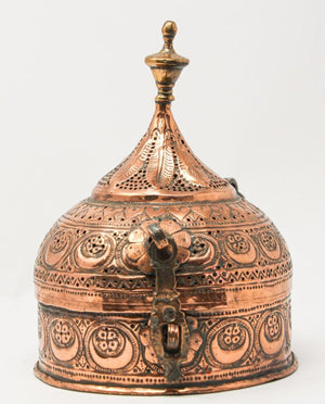 Rajasthani Mughal Decorative Copper Lidded Betel Spice Pandan Caddy Box