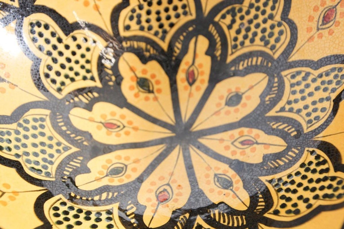 Vintage Moroccan Handcrafted Ceramic Yellow Bowl