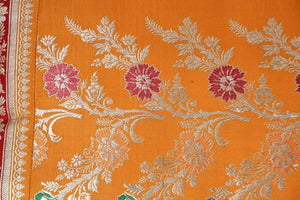 Silk Pillow Custom Made from a Wedding Orange Sari, India