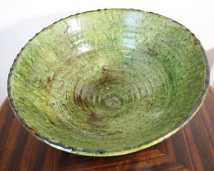 Moroccan Berber Tamgroute Terracotta Green Glazed Bowl