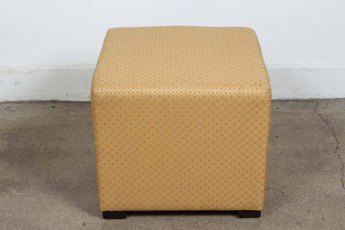 Vintage Cube Upholstered Stools Moroccan Ottomans, Poufs - a Pair