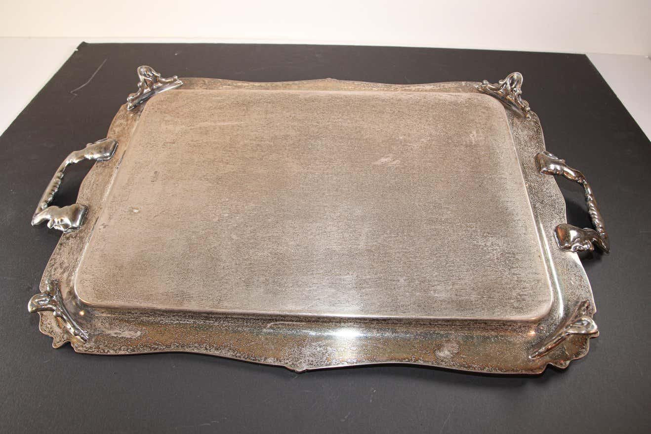 Vintage Large Silver Plate Tray George IV English Style - E-mosaik
