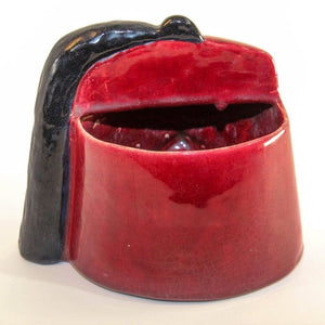 Vintage Masonic Shriner Burgundy Ceramic Vase