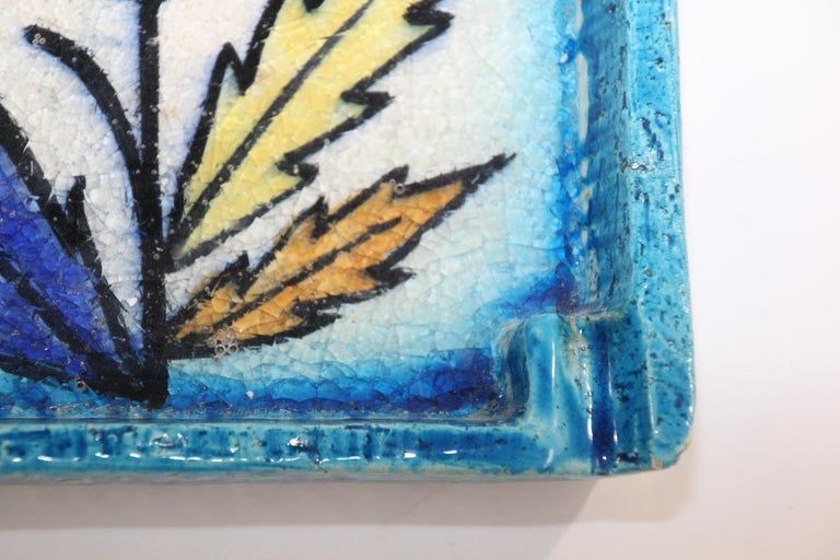 Blue Ceramic Ashtray by Aldo Londi for Bitossi Handcrafted in Italy