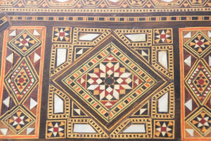 Large Antique Moorish Micro Mosaic Inlaid Jewelry Box Hexagonal Shape