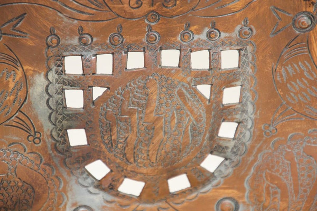 Moroccan Copper Hanukkah Lamp Judaica Menorah