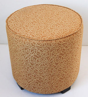 Post Moroccan Art Deco Style Pouf Upholstered in Gold Fabric