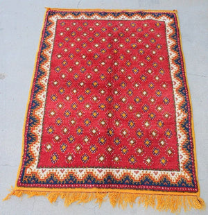 1960s Vintage Moroccan Hand-Woven Berber Carpet