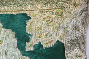 Green Moorish Pillow Embellished with Sequins and Beads