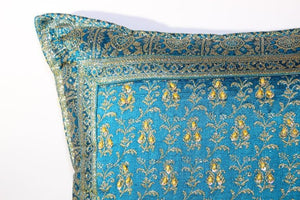 Turquoise Moorish Decorative Throw Pillow Embellished with Sequins and Beads