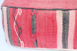 Vintage Moroccan Floor Pillow Seat Cushion Made from a Berber Old Rug