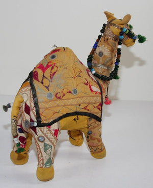 Handcrafted Vintage Stuffed Raj Cotton Embroidered Camel Toy, India, 1950