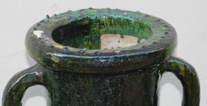 Moroccan Vintage Tamgroute Green Olive Jar with Handles