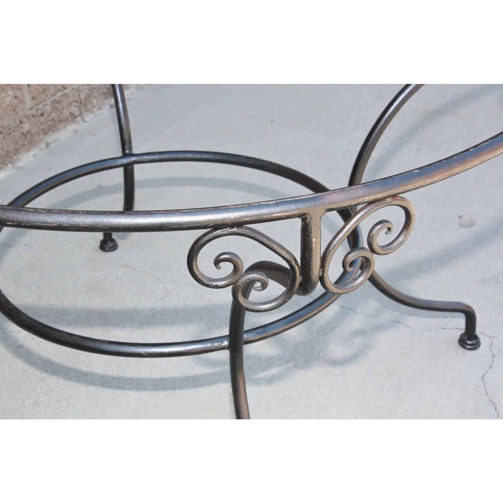 Moroccan Outdoor Round Mosaic Tile Dining Table on Iron Base 47 in.