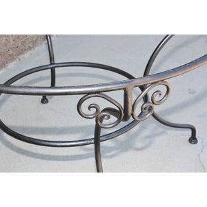 Moroccan Outdoor Round Mosaic Tile Dining Table on Iron Base 47 in.