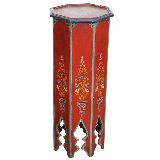 Hand-Painted Moroccan Pedestal Table