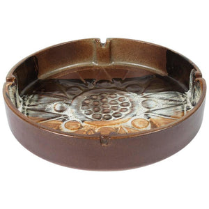 Large Vintage Brown Round Ceramic Ashtray