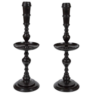 Pair of Vintage Black Metal Moroccan Candle Stands by Maitland-Smith