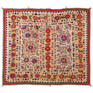 Large Antique Embroidered Panel with Floral Pattern from India