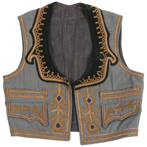 Antique Greek Folk Vest, Embroidered, Moorish Style, 1940, Greece