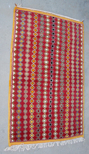 1980s Vintage Moroccan Boujad Hand-Woven Tribal Rug