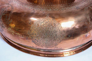 19th Century Mughal Indo Persian Footed Tinned Copper Bowl