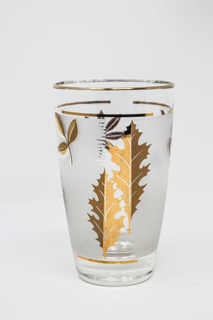 Vintage Libbey Cocktail Glasses Set, Frosted Glass with Gold Leaf