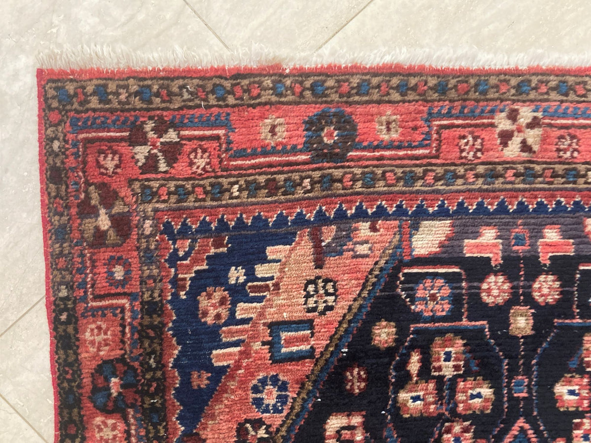 Antique Hand-Knotted Turkish Rug, Wool Floral Design, 1940
