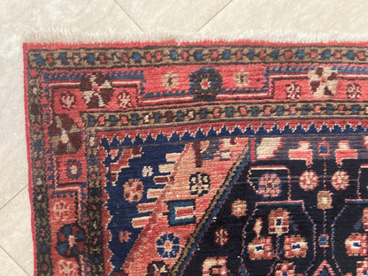Antique Hand-Knotted Turkish Rug, Wool Floral Design, 1940