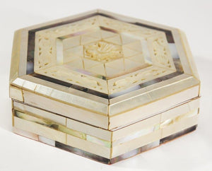 Handcrafted White Mother of Pearl Inlaid Moorish Octagonal Box
