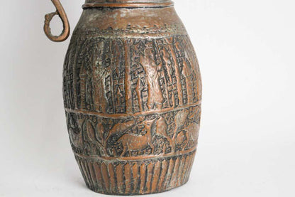 Antique 19th Century Moorish Tinned Copper Ewer, Hand-Hammered, Turkey