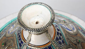 Moroccan Ceramic Bowl with Lid Tajine from Fez Polychrome